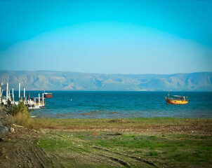 Boat at the sea of Galilea, Israel