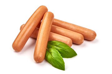 Fresh pork Boiled sausages, isolated on white background