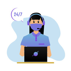 Illustration customer service girl design isolated on white background