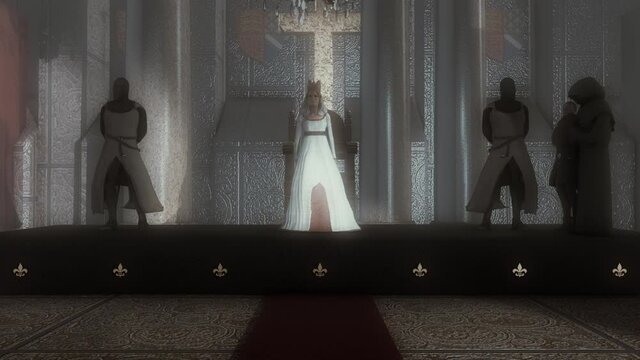 Queen Isabella of France Next to her Throne.