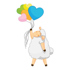 sheep on balloons