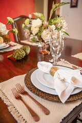 Elegant table setting with flower arrangement 
