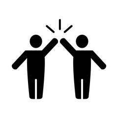 pictogram men doing hi five icon, silhouette style