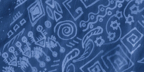 Seaside Ethnic Floral Pattern. Indigo Persian 