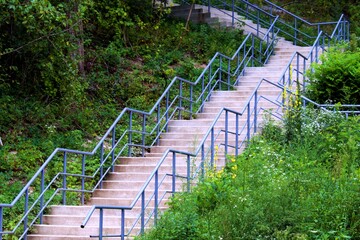 Fototapeta na wymiar staircase with railings going uphill