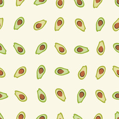 Avocado with nature colors background seamless fabric design pattern