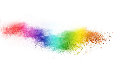 Colorful powder explosion on white background. 