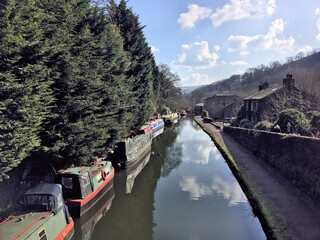 Naklejka premium A view of Hebden Bridge in Yorkshire