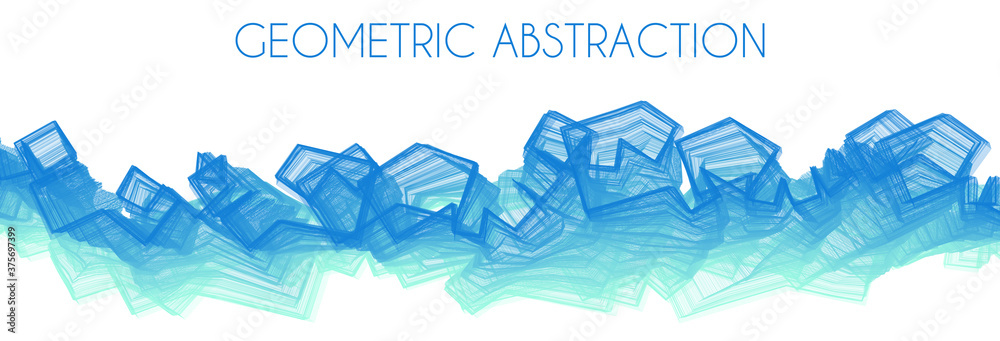 Poster Complex geometric blue abstraction. Vector graphics