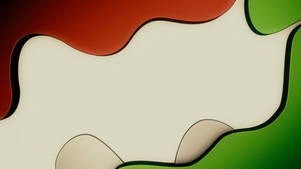 Green and red minimalistic background template, 3d render illustration.	