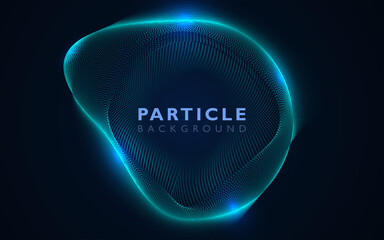 Abstract futuristic background with blue wave molecule and particle flow. Motion blue color dynamic technology concept vector graphic can use for wallpaper, web banner, landing page, cover poster
