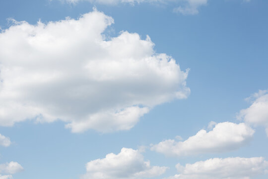 Pastel White Clouds On Baby Blue Sky, Natural Abstract Background