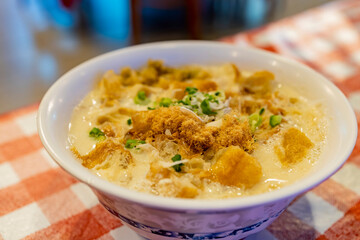 Close up shot of traditional Salty Soy Milk