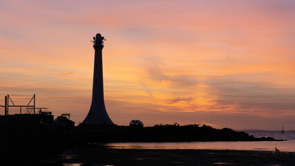 Lighthouse by colorful sunset in St Kilda Melbourne