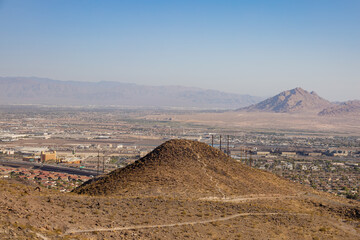 Sunny view of the Frenchman Mountain from the Amargosa Trail