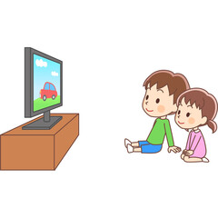 テレビをみる子どもたち