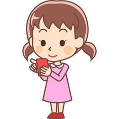 携帯電話を操作する少女