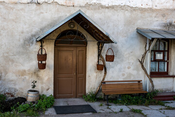 summer views of architectural ancient buildings on the pilgrim island on Lake Ladoga