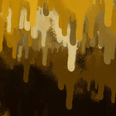 Gold spray paint ink texture. Graffiti painting on the wall. Street art and vandalism. Digitally airbrushed paper background.