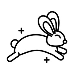 cute rabbit jump animal white background linear style icon