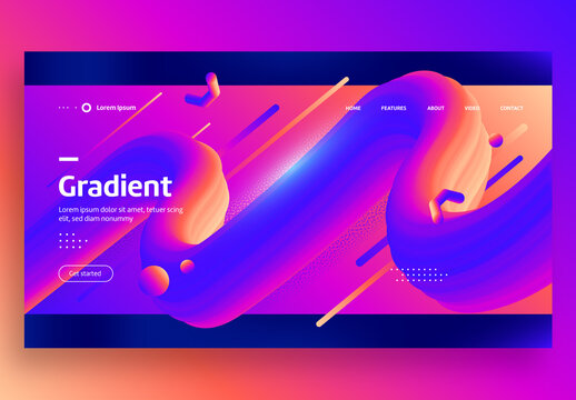 Modern Landing Page Template with Gradients Shapes