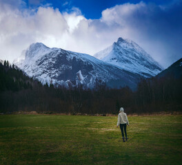 Norway - Girl with mountain view in Møre og Romsdal
