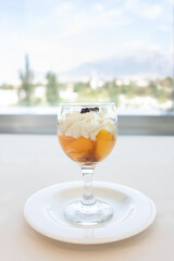 Peach Melba Dessert in a glass