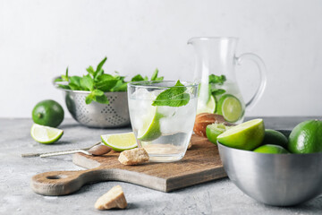 Composition with fresh mojito on table