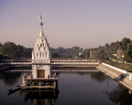 Temple in small pond, West Bengal, India