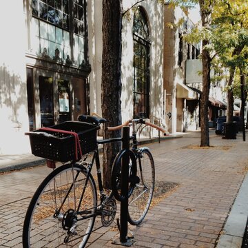 Bike in the city during the summer