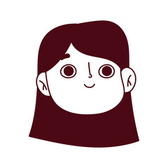 Obraz na płótnie Canvas young girl female cartoon face, isolated icon white background