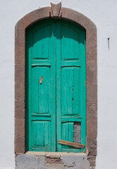 Old green european house door