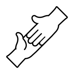 hands touching icon, line style