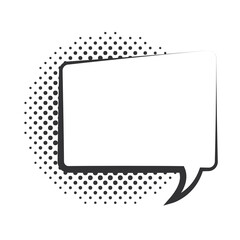 pop art speech bubble template halftone style, linear design white background