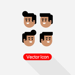 Set of Simple Characters Head In Flat Design Vector Illustration Eps10