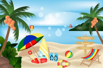 beach view with element tolls summer holiday design