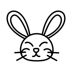 Obraz premium cute head rabbit animal white background linear style icon