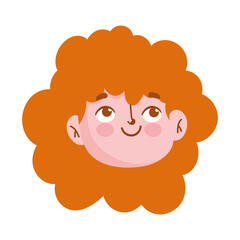 Fototapeta premium young girl female cartoon face, isolated icon white background