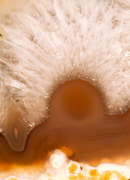 closeup macro crystalline crystal patterns textures in geode slices of rock