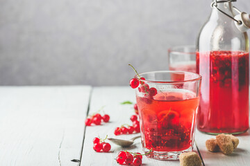 Infused water with red currant and sugar