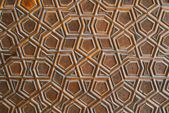 Woodcut pattern on the doors