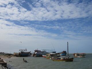 Itarema, Ceará / Brazil - 22/12/2019: fishing boats in island of guajiru, barcos de pesca na ilha do guajiru