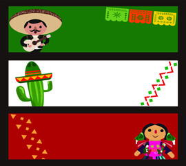Mexico independence day celebration banner vector illustration