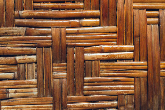 Knitted bamboo wall closeup