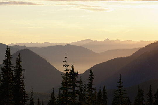 Sunset over a mountain valley