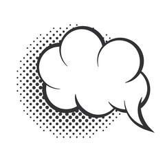 pop art speech bubble cloud halftone style linear design, white background