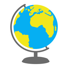 Desktop sphere world globe, model of Earth for school, home or office. Vector illustration in flat style