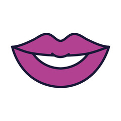 female mouth icon, line and fill style