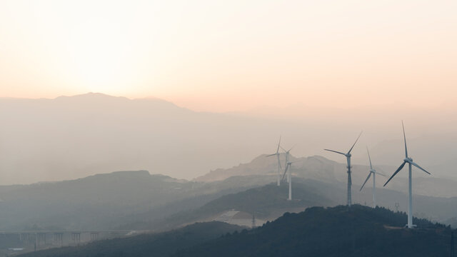 wind turbines on the top of mountain
