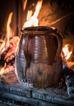 Cooking in Clay pot on the fire